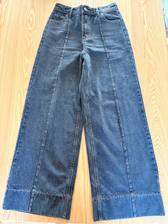 New In Denim - New In Wide Leg Jeans Washed Black High Rise Seamed Denim M